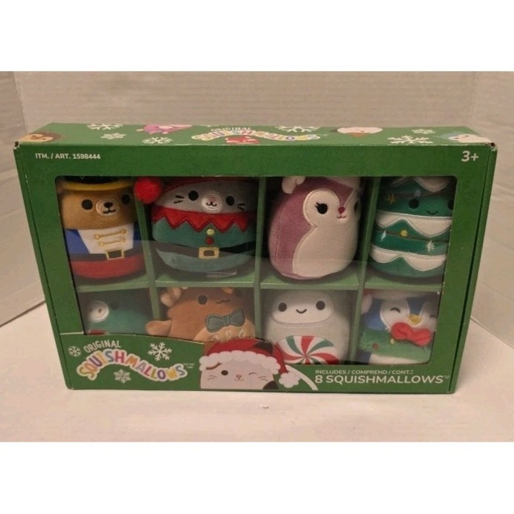 Squishmallow 4" Holiday Ornaments 8-pack - Soft & Squishy Stuffed Animal Toys